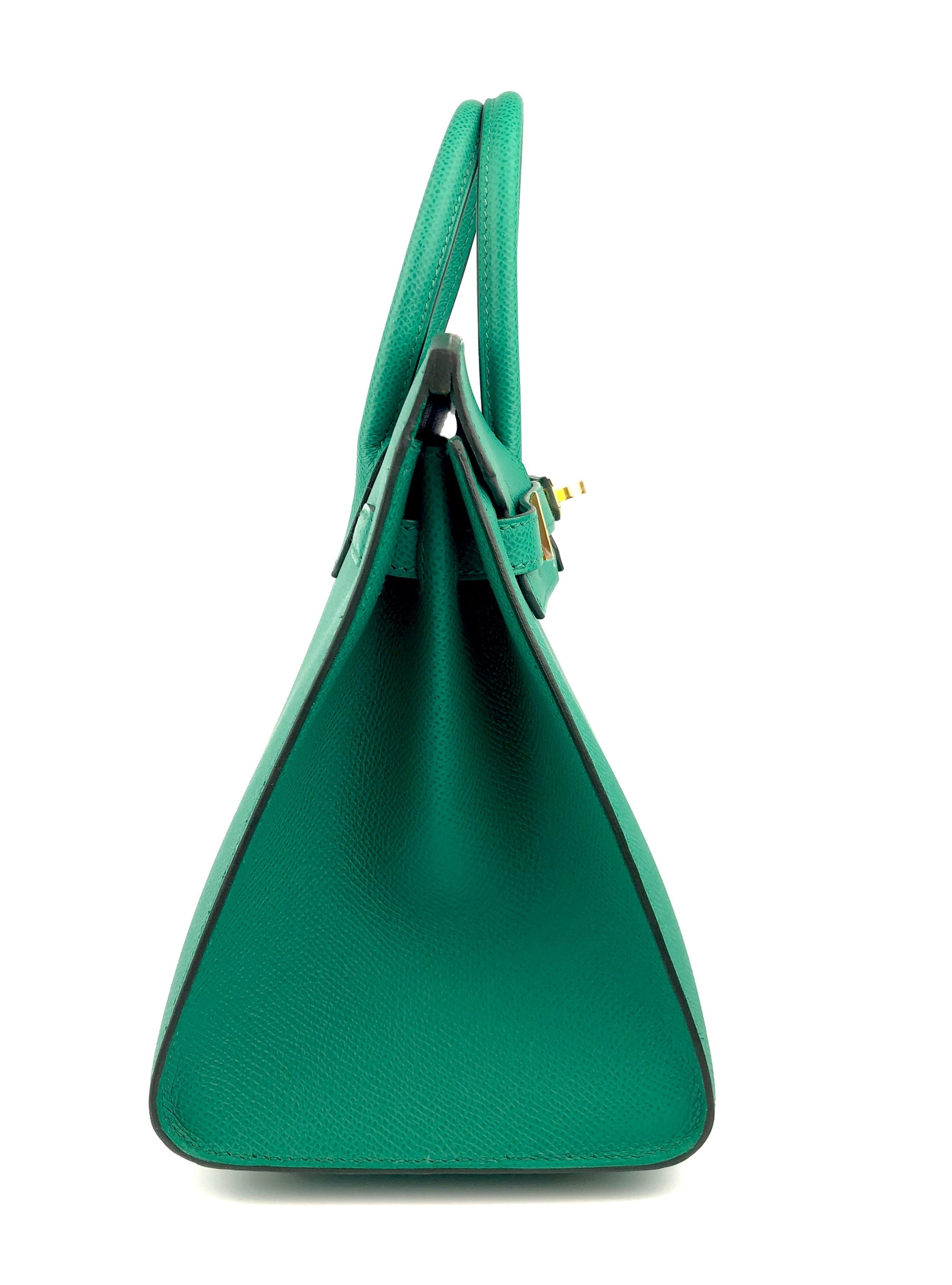 Women's or Men's Hermes Birkin 25 Sellier Green Vert Jade Epsom Gold Hardware 2021 NEW VERY RARE
