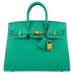 Hermes Birkin 25 Sellier Grün Vert Jade Epsom Gold Hardware 2021 NEU VERY RARE