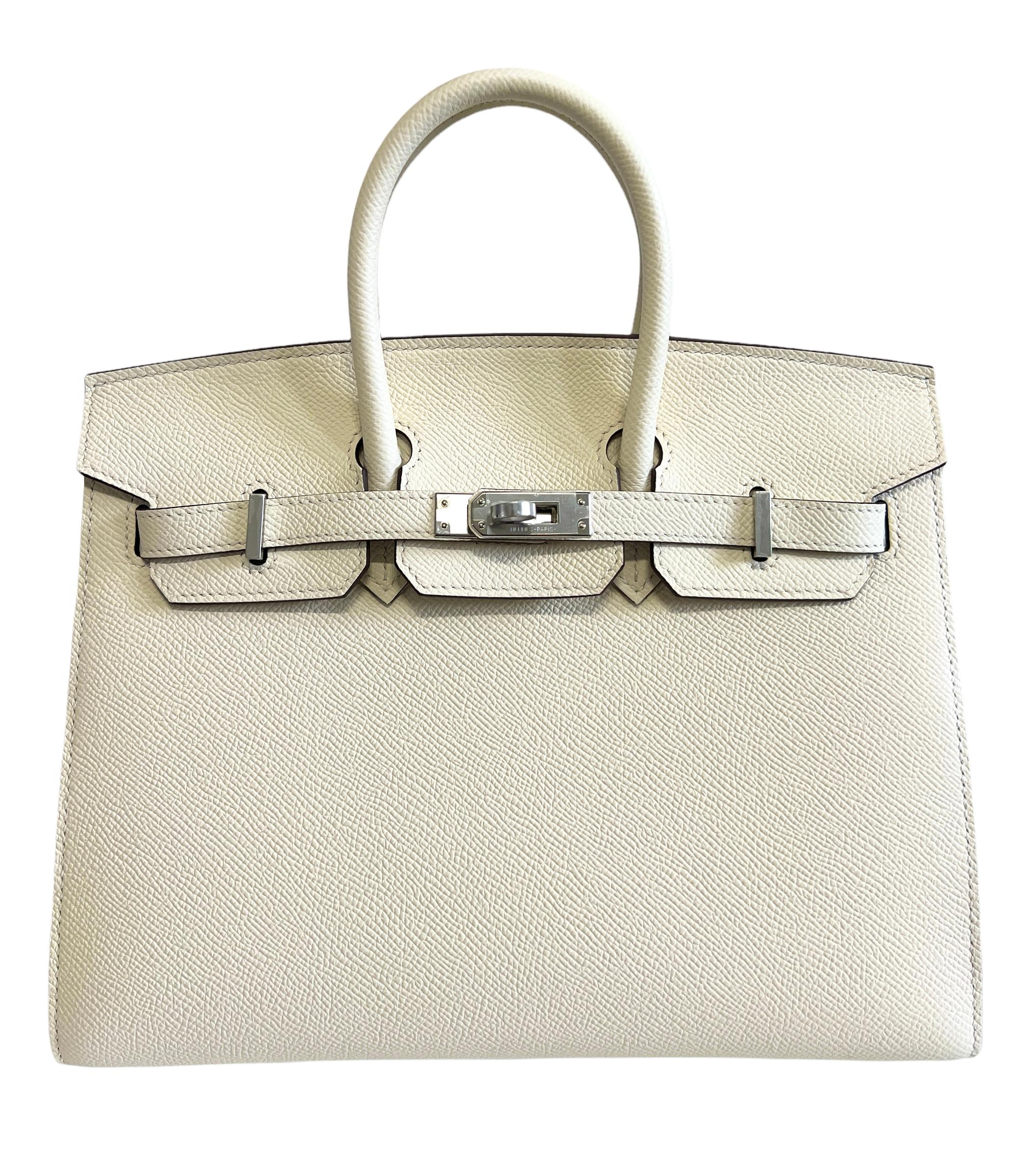 Hermes Birkin 25 Sellier Nata White Epsom Leather Palladium Hardware 2021  New For Sale at 1stDibs