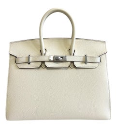 Hermes Birkin 25 Sellier Nata White Epsom Leather Palladium Hardware 2021 New
