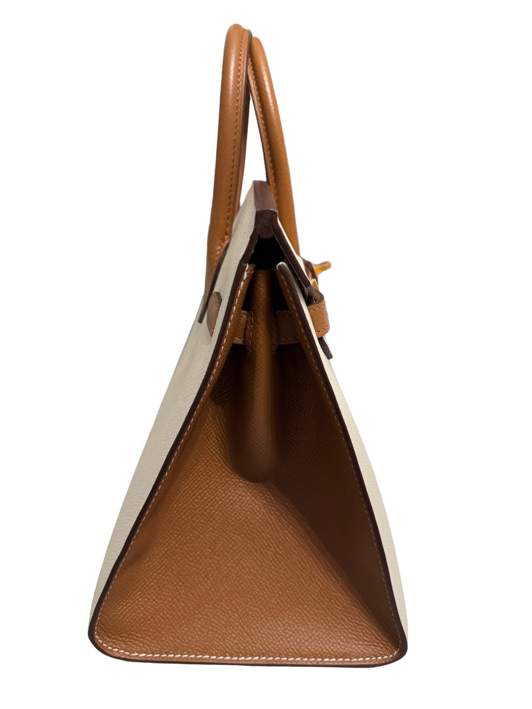 Hermes Birkin 25 Sellier Sonderauftrag Craie & Gold Epsom gebürstet Gold Hardware 1