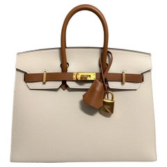 Hermes Birkin 25 Sellier Special Order Craie & Gold Epsom Brushed Gold Hardware