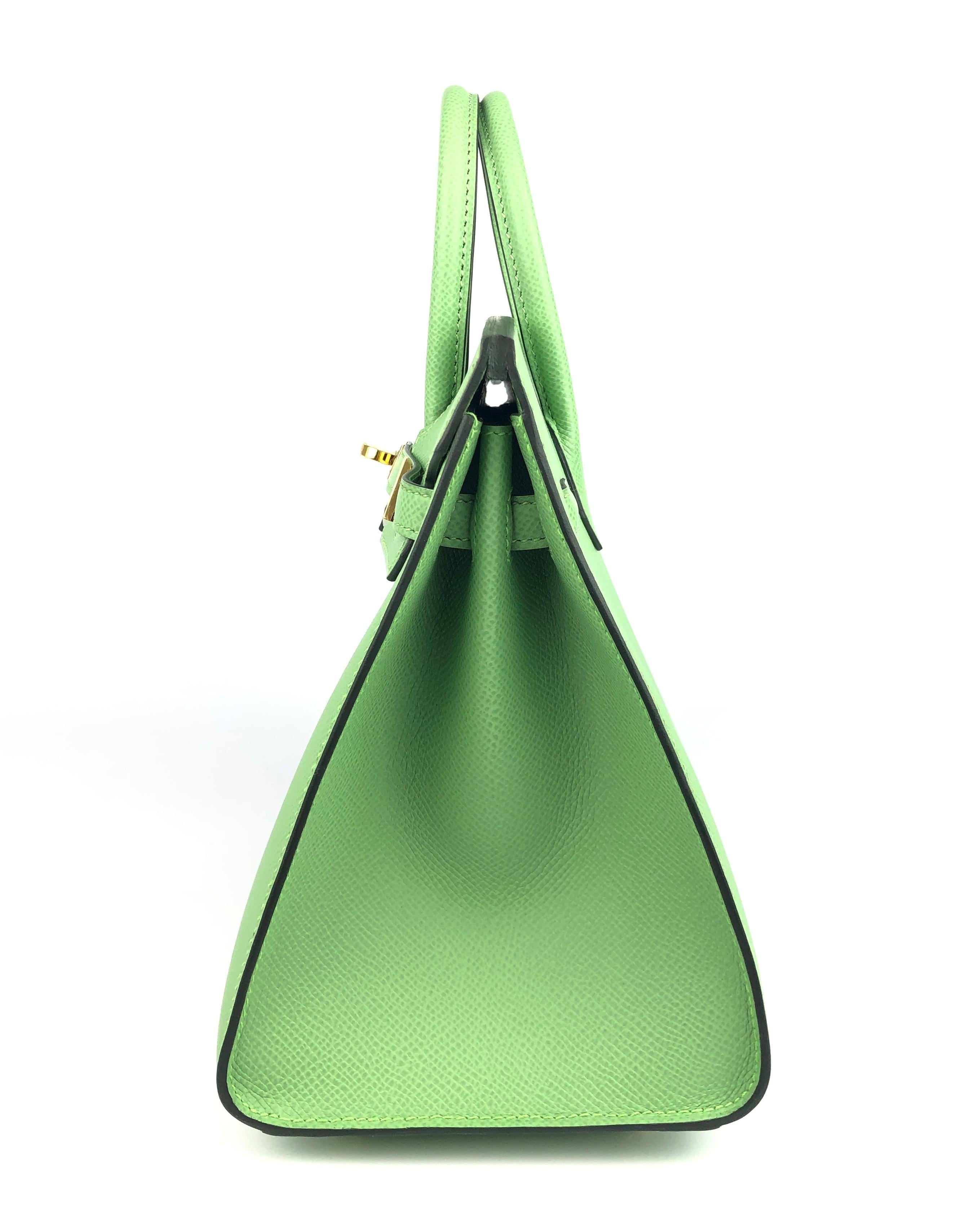 Green Hermes Birkin 25 Sellier Vert Criquet Epsom Leather Gold Hardware New 2021