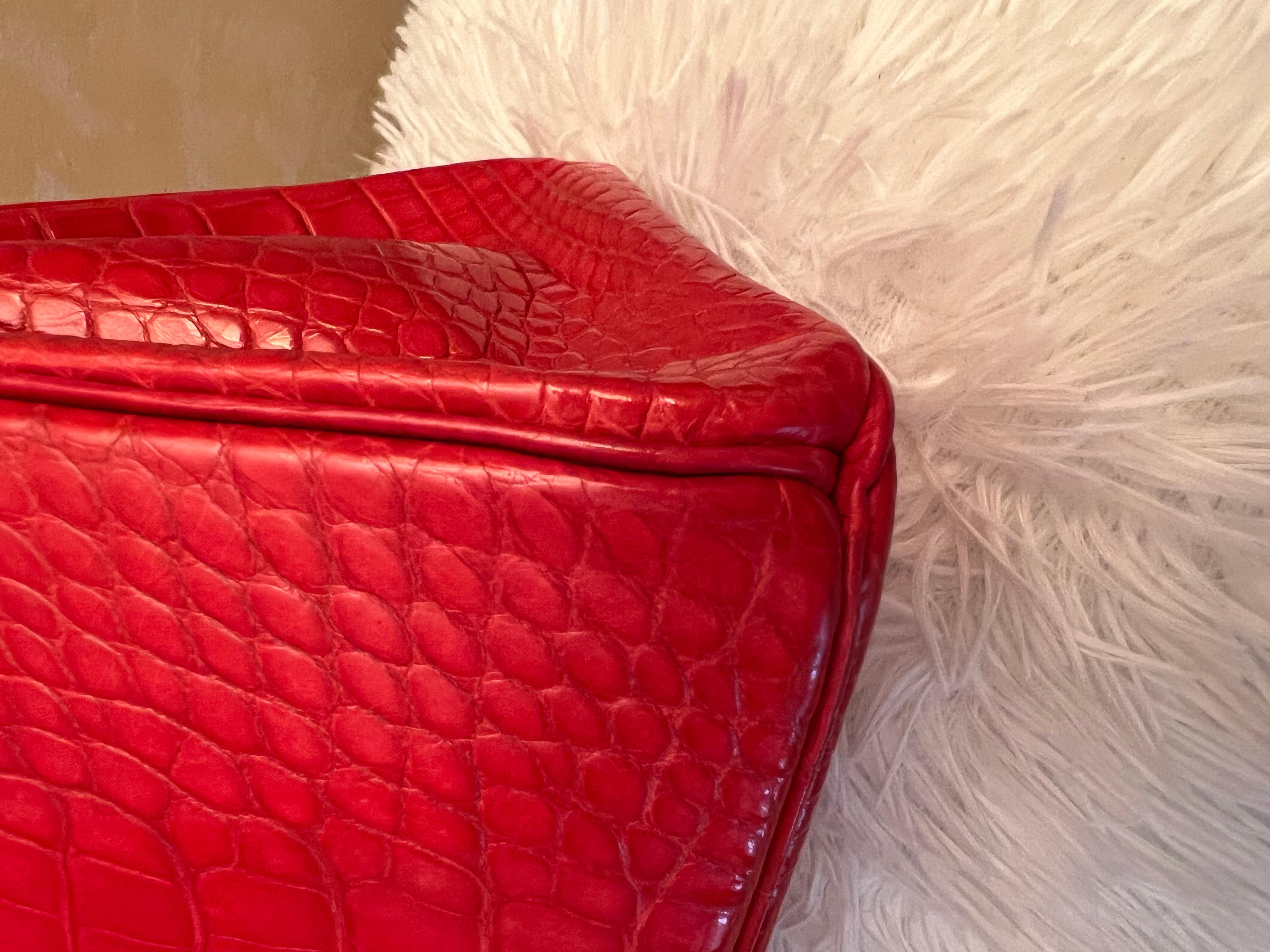 Women's or Men's Hermes Birkin 25 shiny Bougainvillea alligator bag PHW For Sale