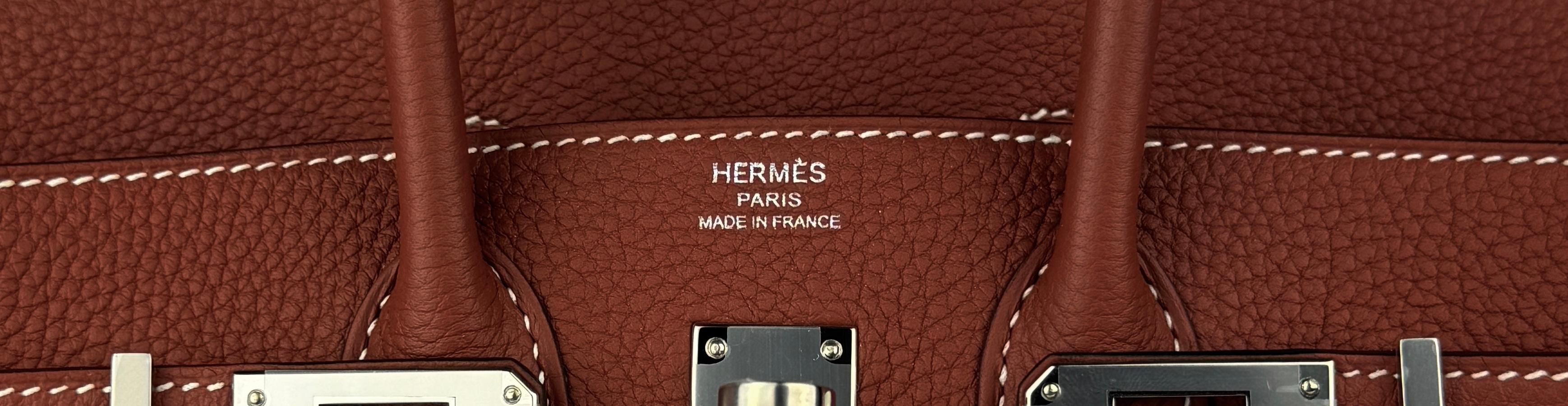 Hermes Birkin 25 Sienne Brown Red Togo Leather Palladium Hardware 2022 For Sale 1