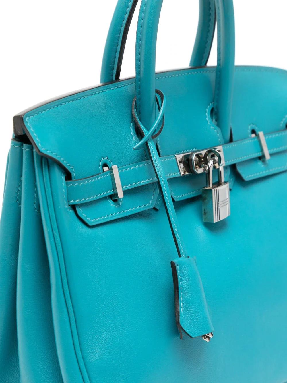 Blue Hermès Birkin 25 Swift Leather with PHW For Sale