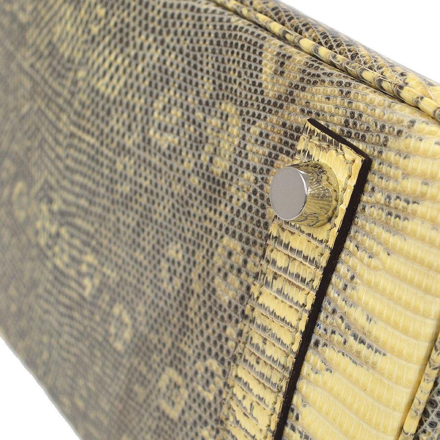 Donna HERMES Birkin 25 Tan Brown Lizard Exotic Skin Palladium Top Handle Tote Bag in vendita