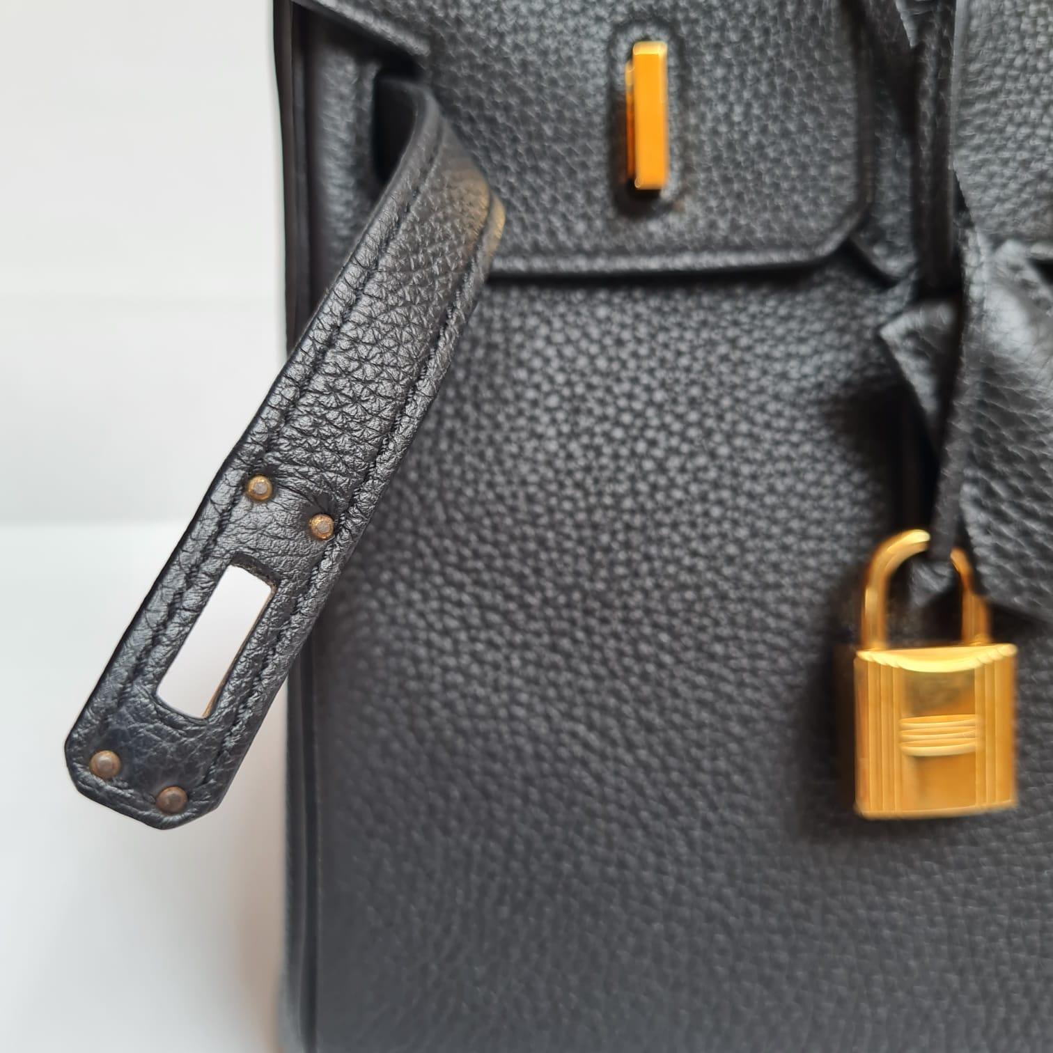 Hermes Birkin 25 Togo Black GHW Bag For Sale 8