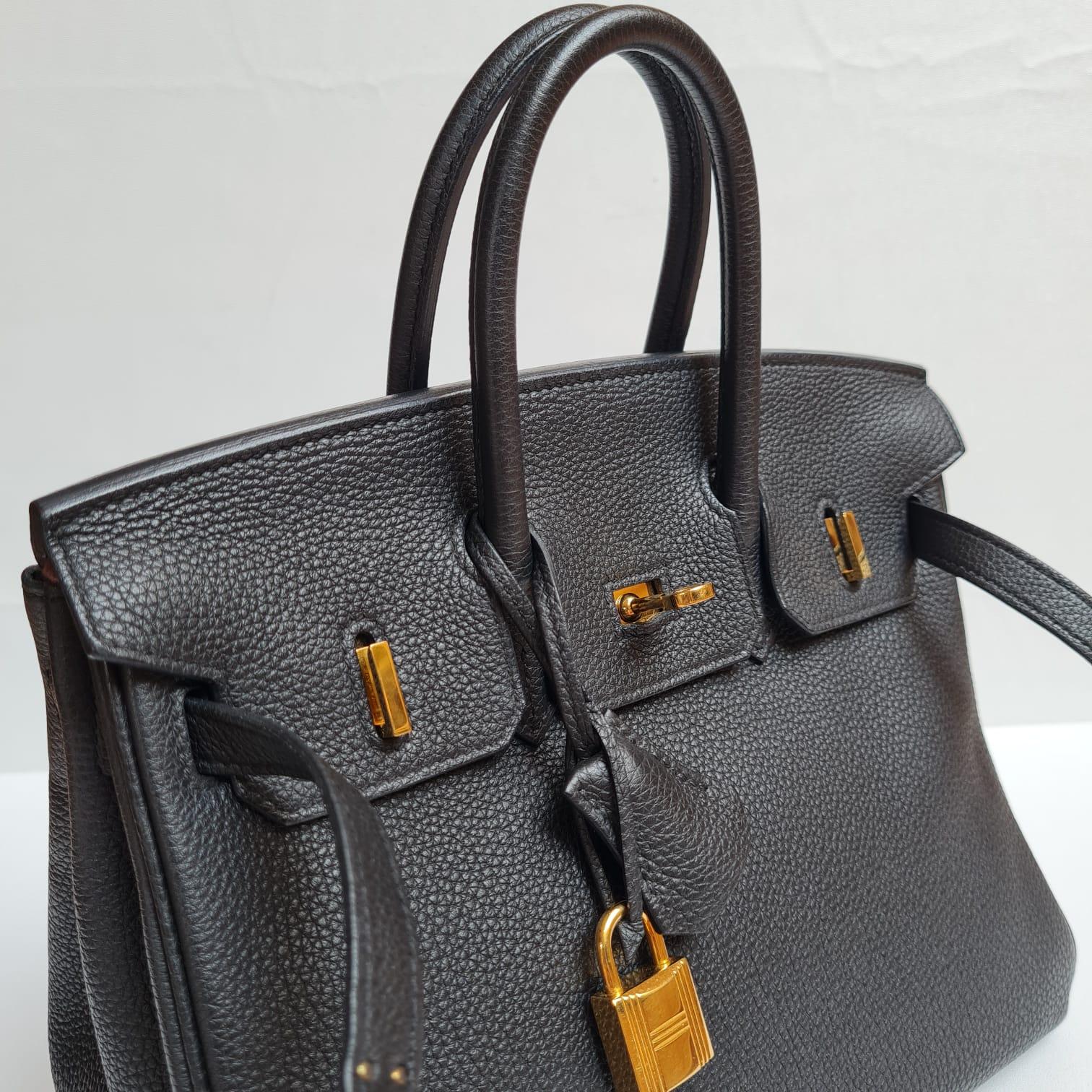 Hermes Birkin 25 Togo Black GHW Bag For Sale 11