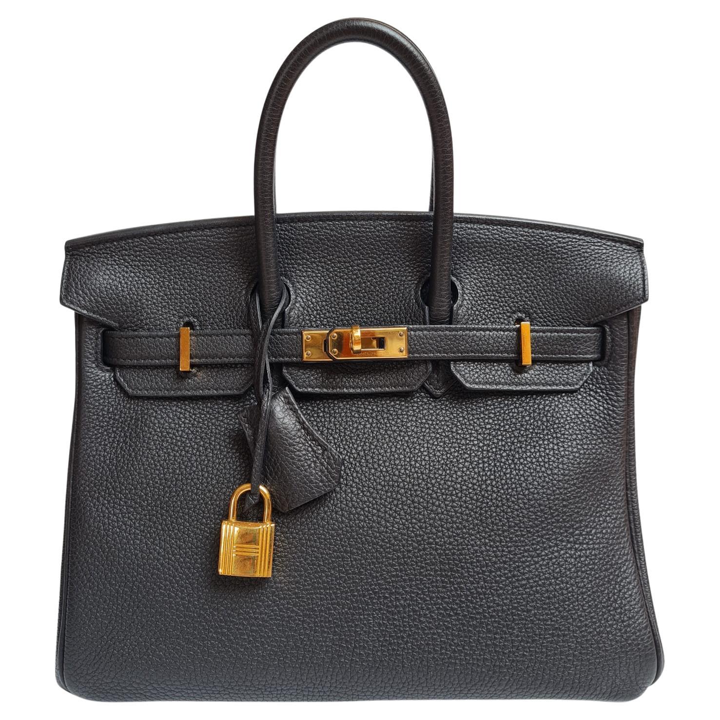 Hermes Birkin 25 Togo Black GHW Bag For Sale
