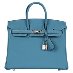 Hermès Birkin 25 Togo Bleu Jean Palladium Hardware
