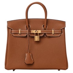 Hermes Birkin 25 Togo Calfskin Leather 37 Gold / Gold Hardware Handbag