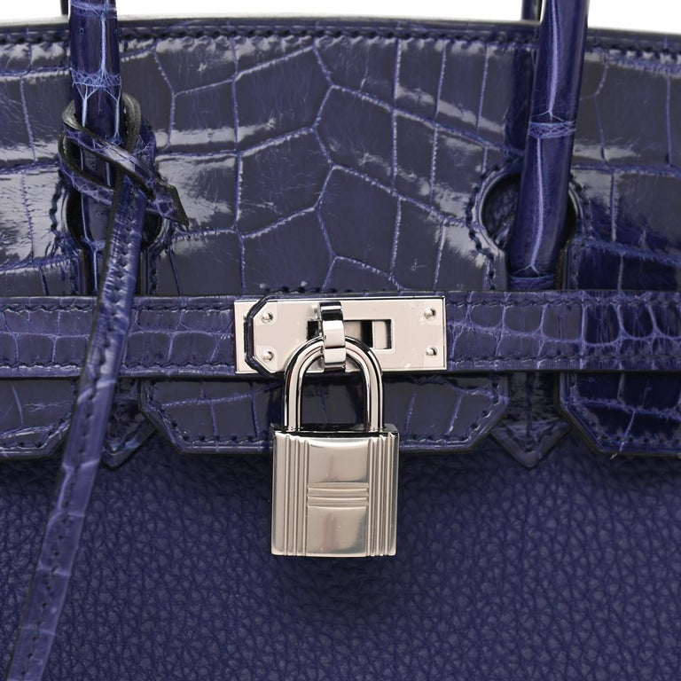A LIMITED EDITION SHINY VERT BOSPHORE NILOTICUS CROCODILE & TOGO LEATHER TOUCH  BIRKIN 25 WITH PALLADIUM HARDWARE
