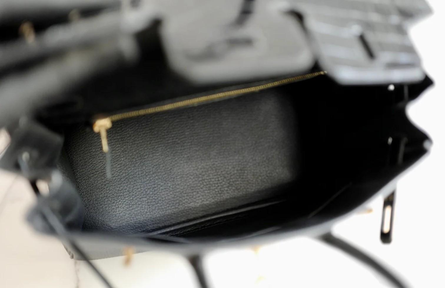 Hermes Birkin 25 Touch Noir/Black Togo/Shiny Nilo Crocodile w/ Gold HW For Sale 3