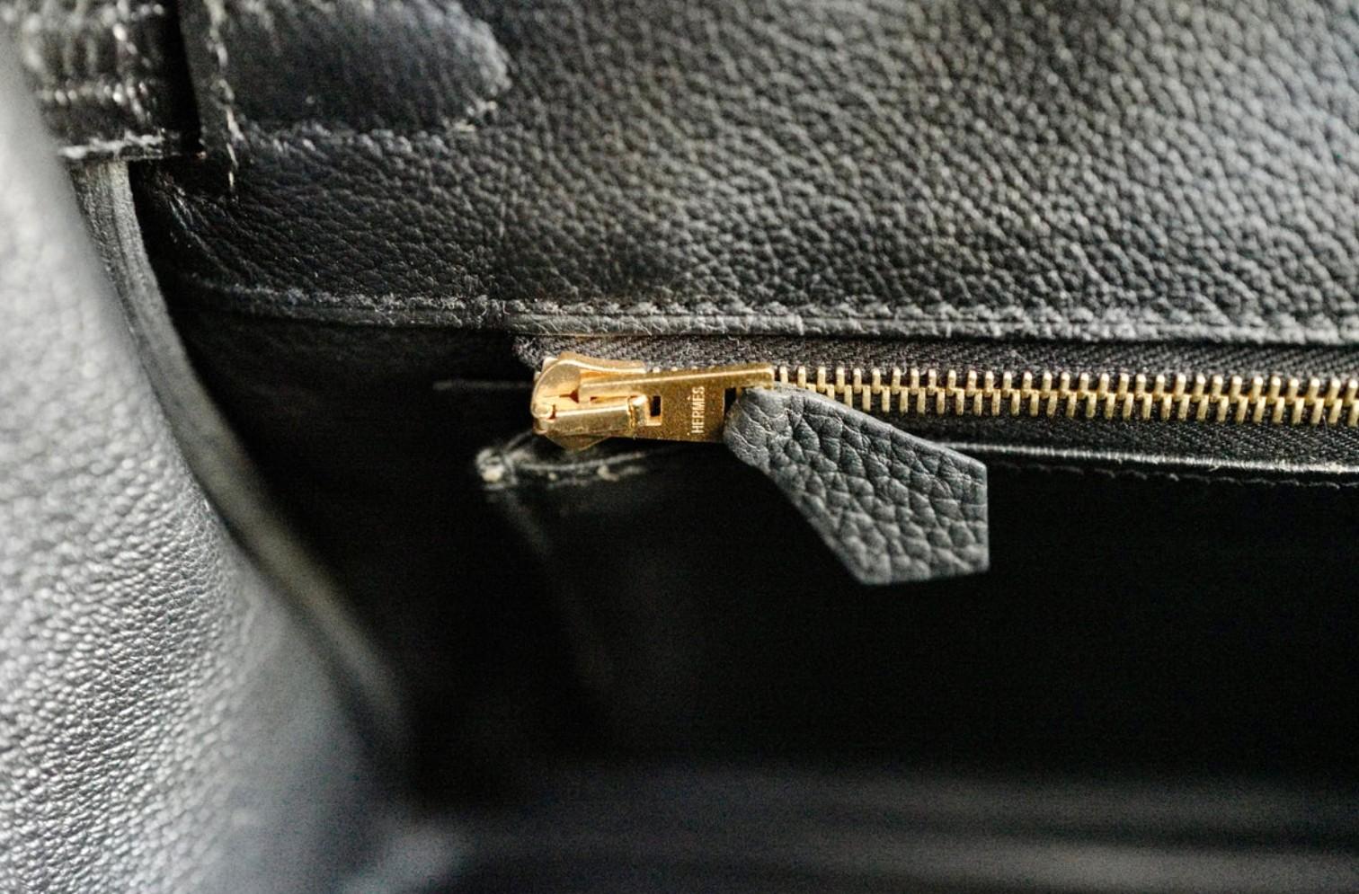 Hermes Birkin 25 Touch Noir/Black Togo/Shiny Nilo Crocodile w/ Gold HW For Sale 4