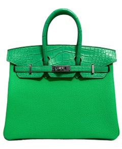 Hermes Birkin 25 Touch Vert Comics Green Togo Matte Alligator Palladium Hardware