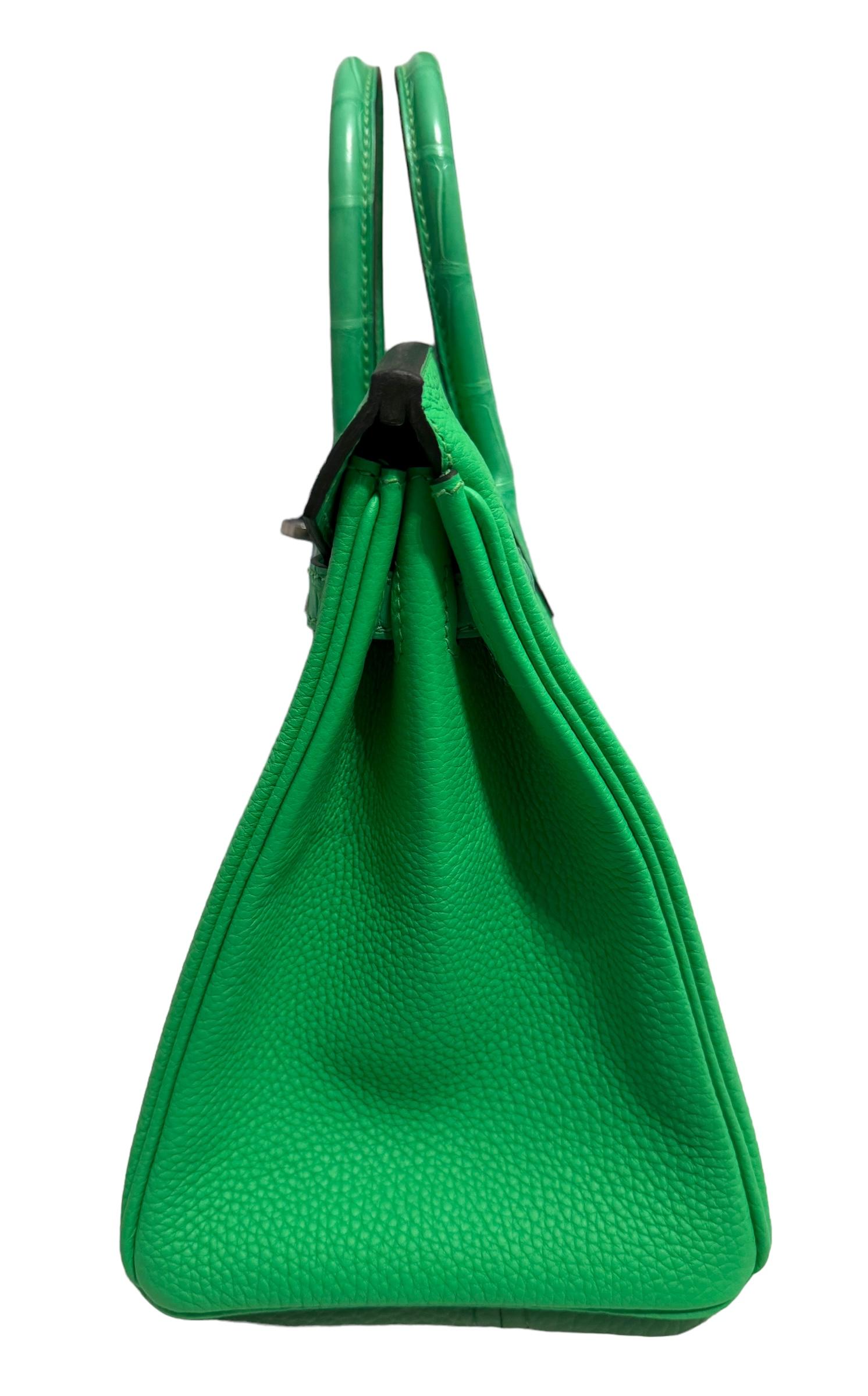 Hermes Birkin 25 Touch Vert Comics Greene & Greene Greene Matte Alligator Palladium Hardware in vendita 2