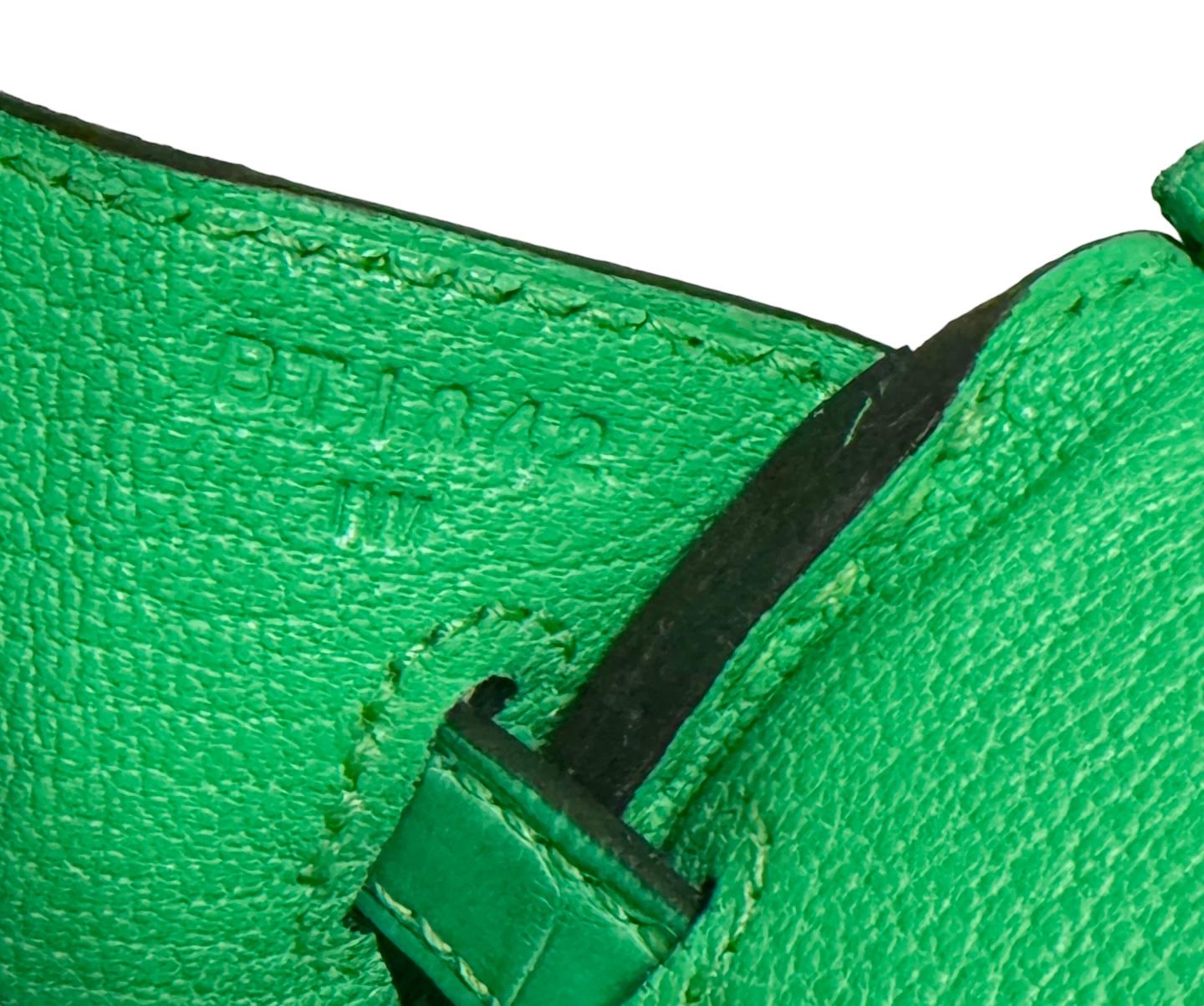 Hermes Birkin 25 Touch Vert Comics Green Togo Matte Alligator Palladium Hardware en vente 5