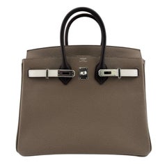 Hermes Birkin 25 Tri Color Etoupe Gris Pale Ebene Epsom Leder Top Handle Bag