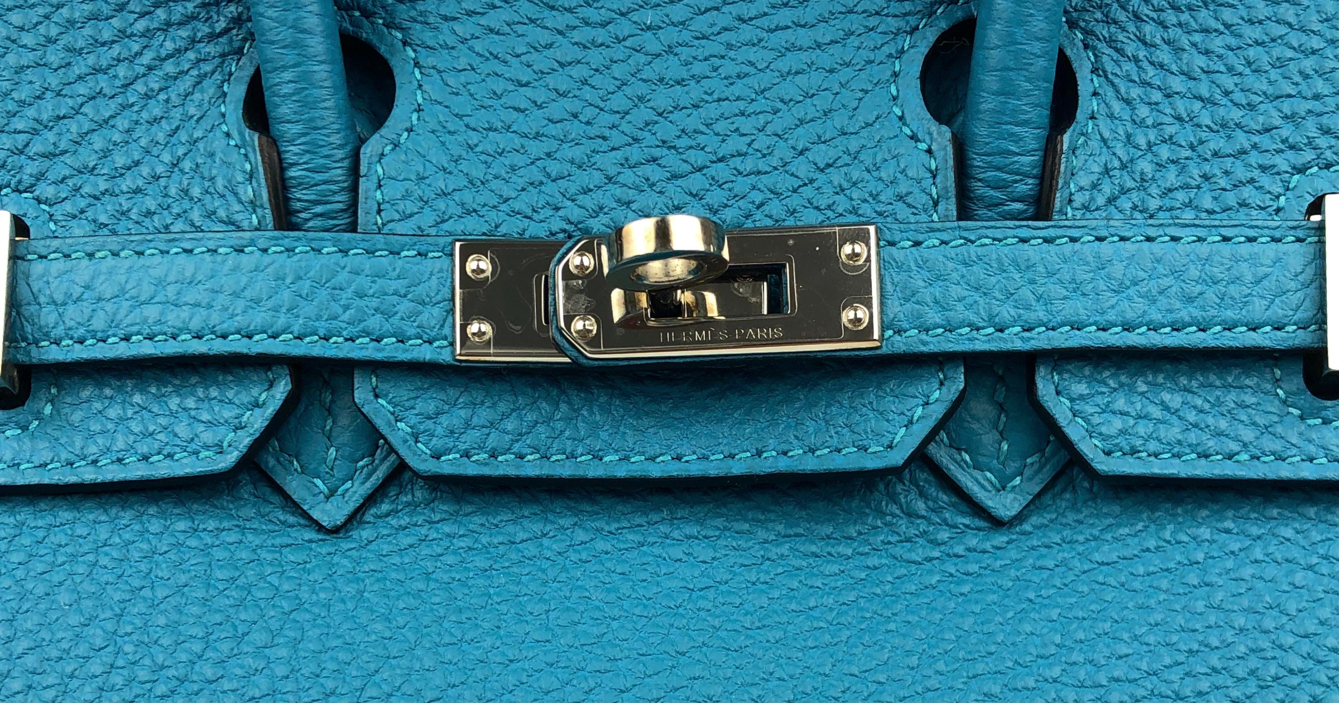 Hermes Birkin 25 Turquoise Blue Togo Leather Palladium Hardware 1