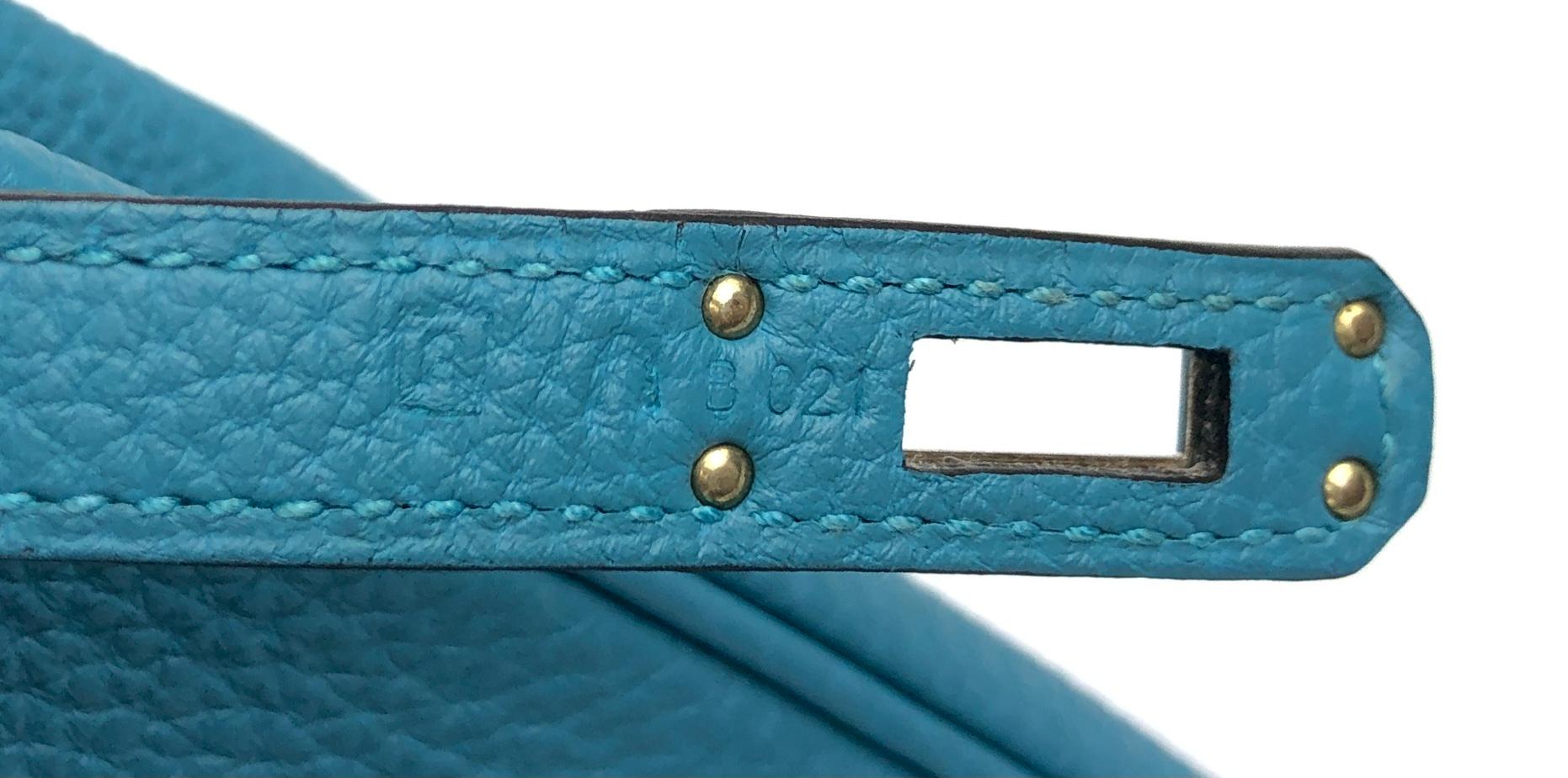 Hermes Birkin 25 Turquoise Blue Togo Leather Palladium Hardware 4