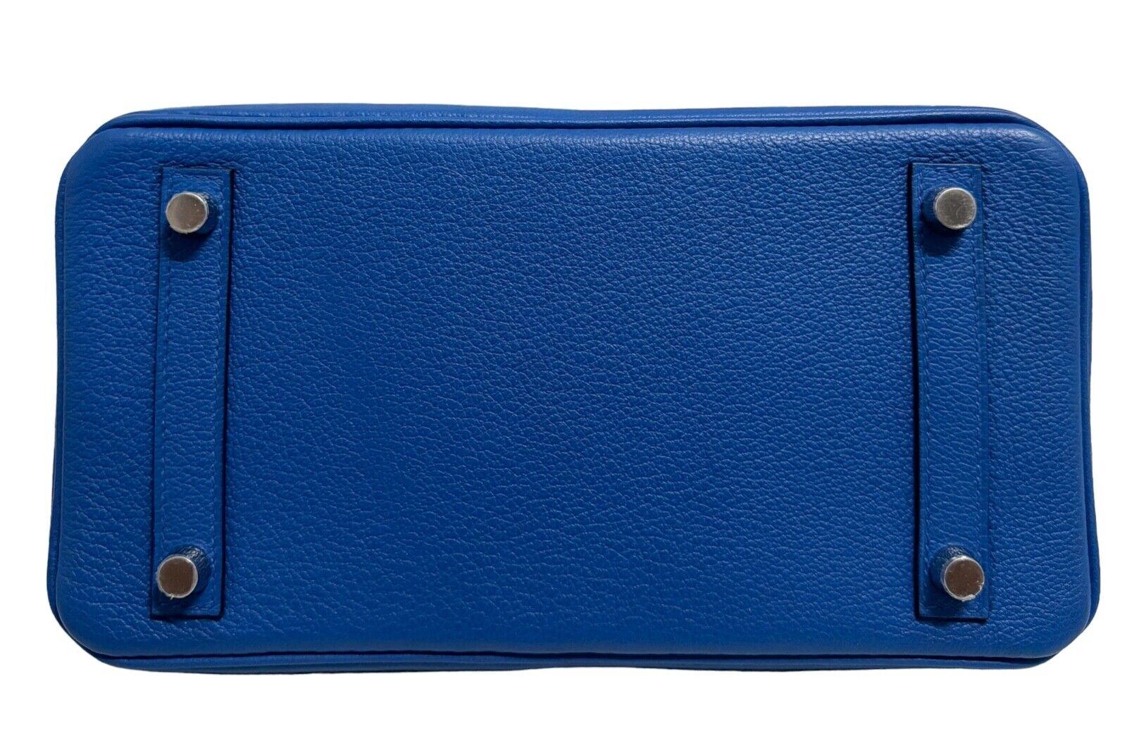 Hermes Birkin 25 Verso Blu Zellige e Pelle Capucine Hardware Palladium in vendita 6
