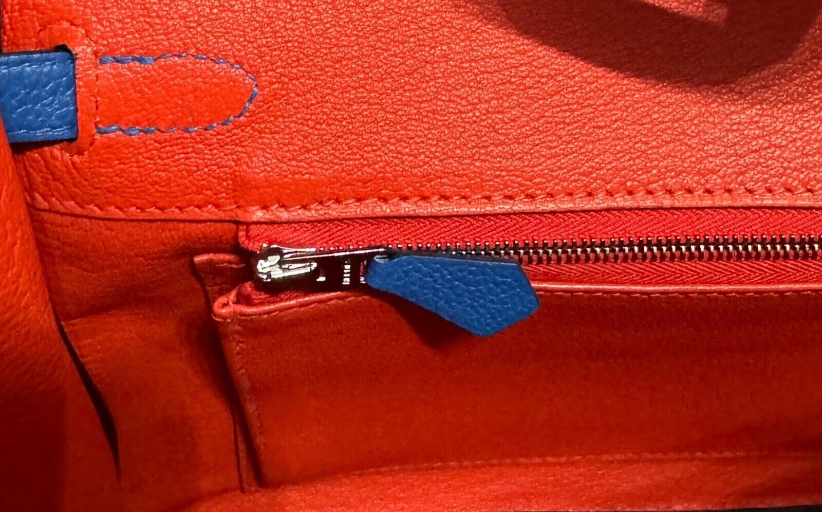 Hermes Birkin 25 Verso Blu Zellige e Pelle Capucine Hardware Palladium in vendita 1