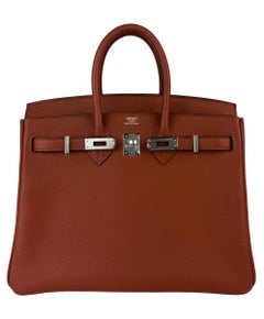 Hermes Birkin 25 Verso Cuivre & Blue Sapphire Leather Palladium Hardware NEW