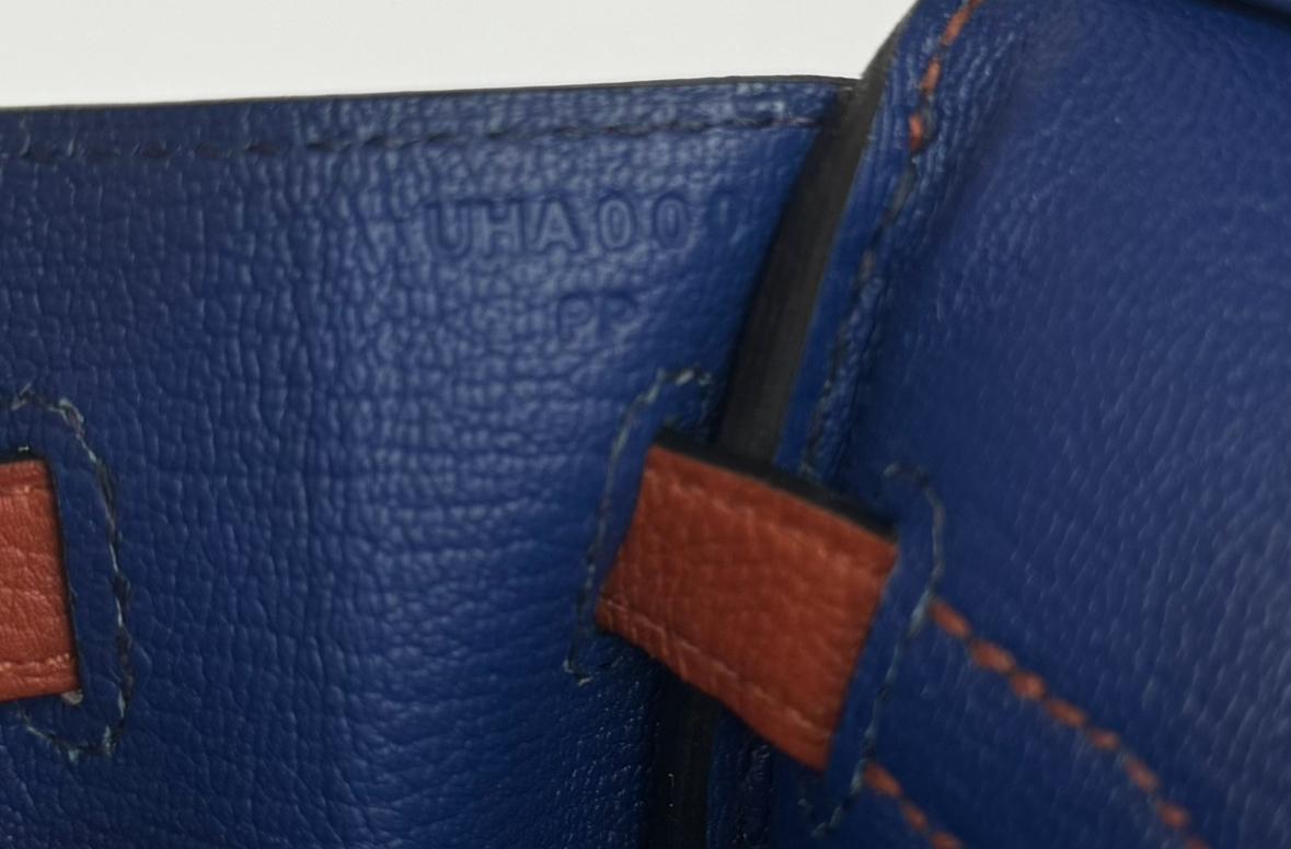 Hermes Birkin 25 Verso Cuivre & Blue Sapphire Leather Palladium Hardware NEW 1