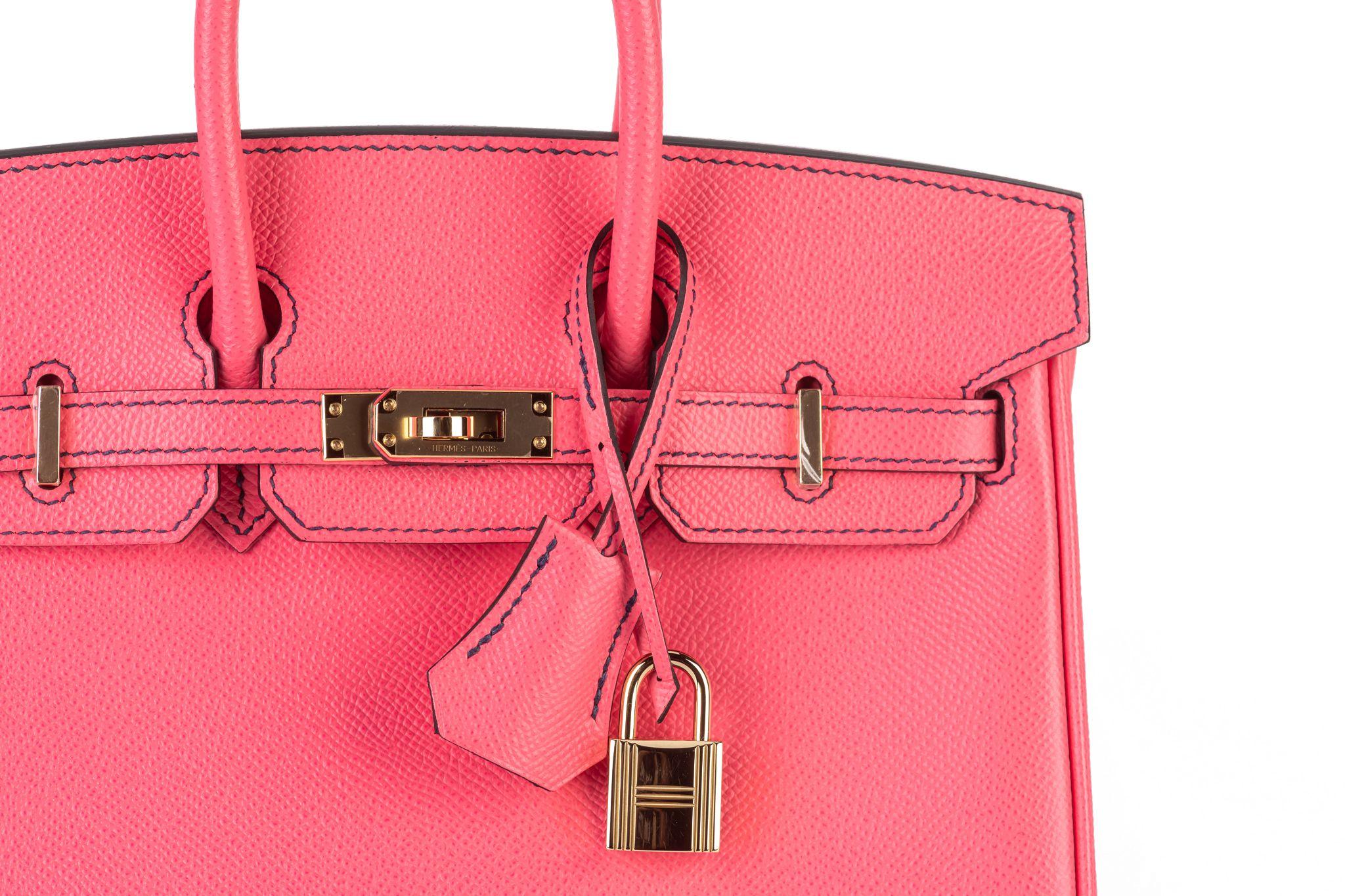 Hermès Birkin 25 Verso Epsom Rose d'Etè For Sale 1