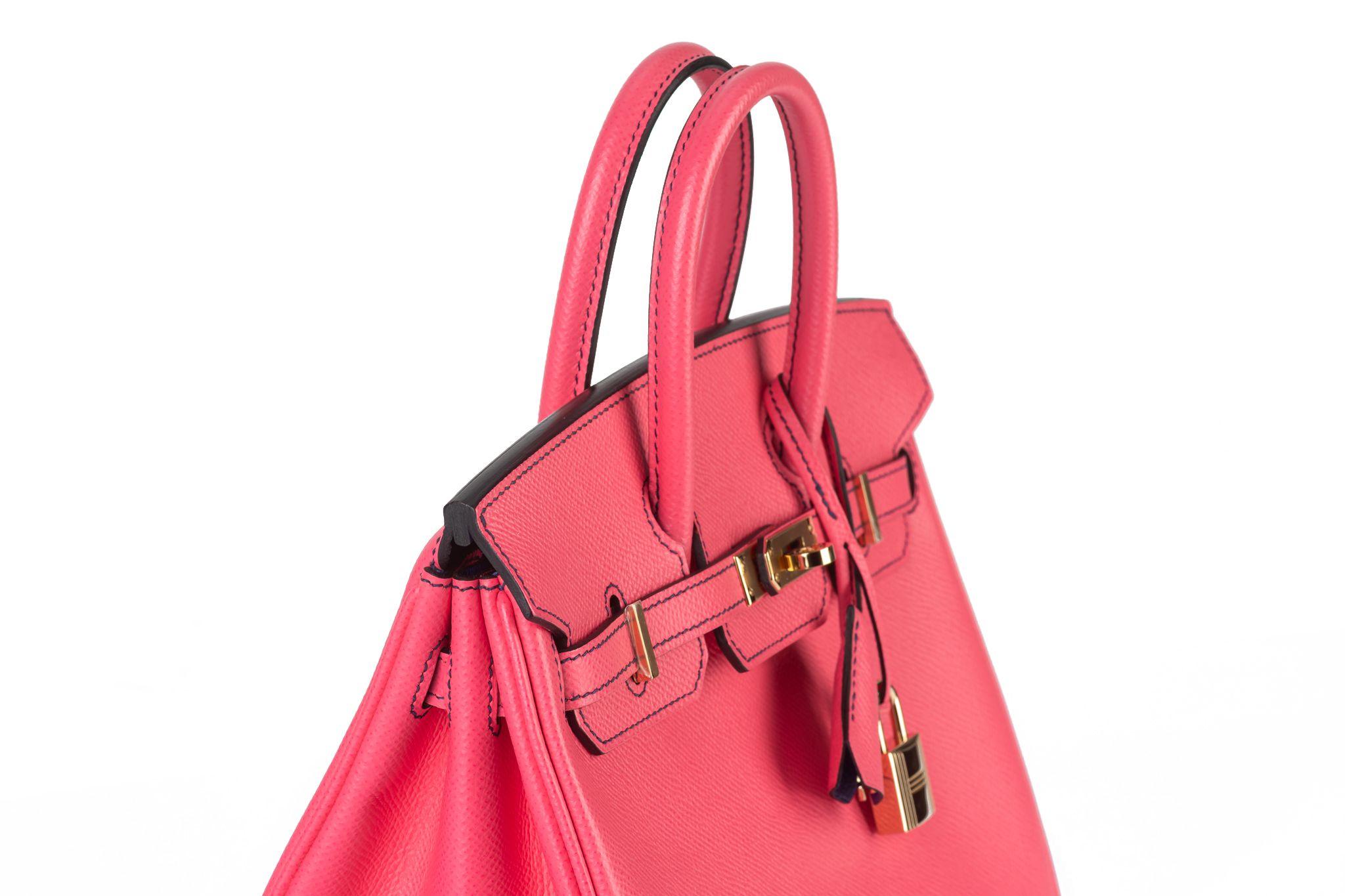 Hermès Birkin 25 Verso Epsom Rose d'Etè For Sale 2