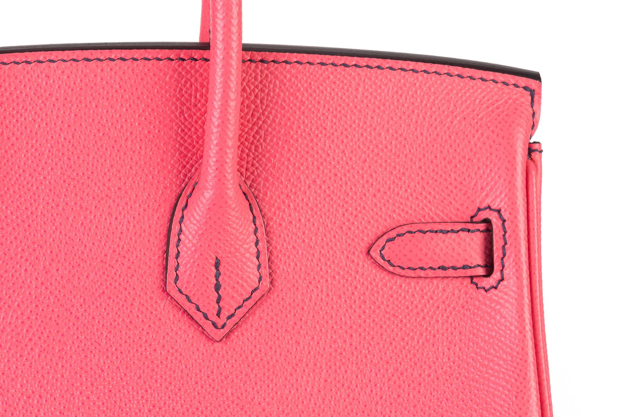 Hermès Birkin 25 Verso Epsom Rose d'Etè For Sale 3
