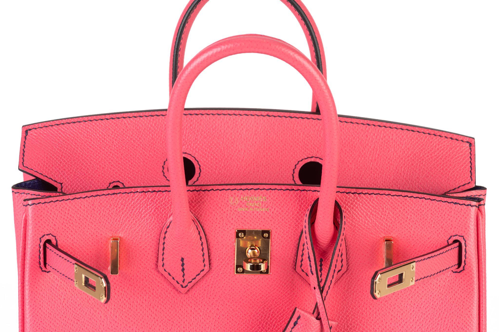 Hermès Birkin 25 Verso Epsom Rose d'Etè For Sale 4