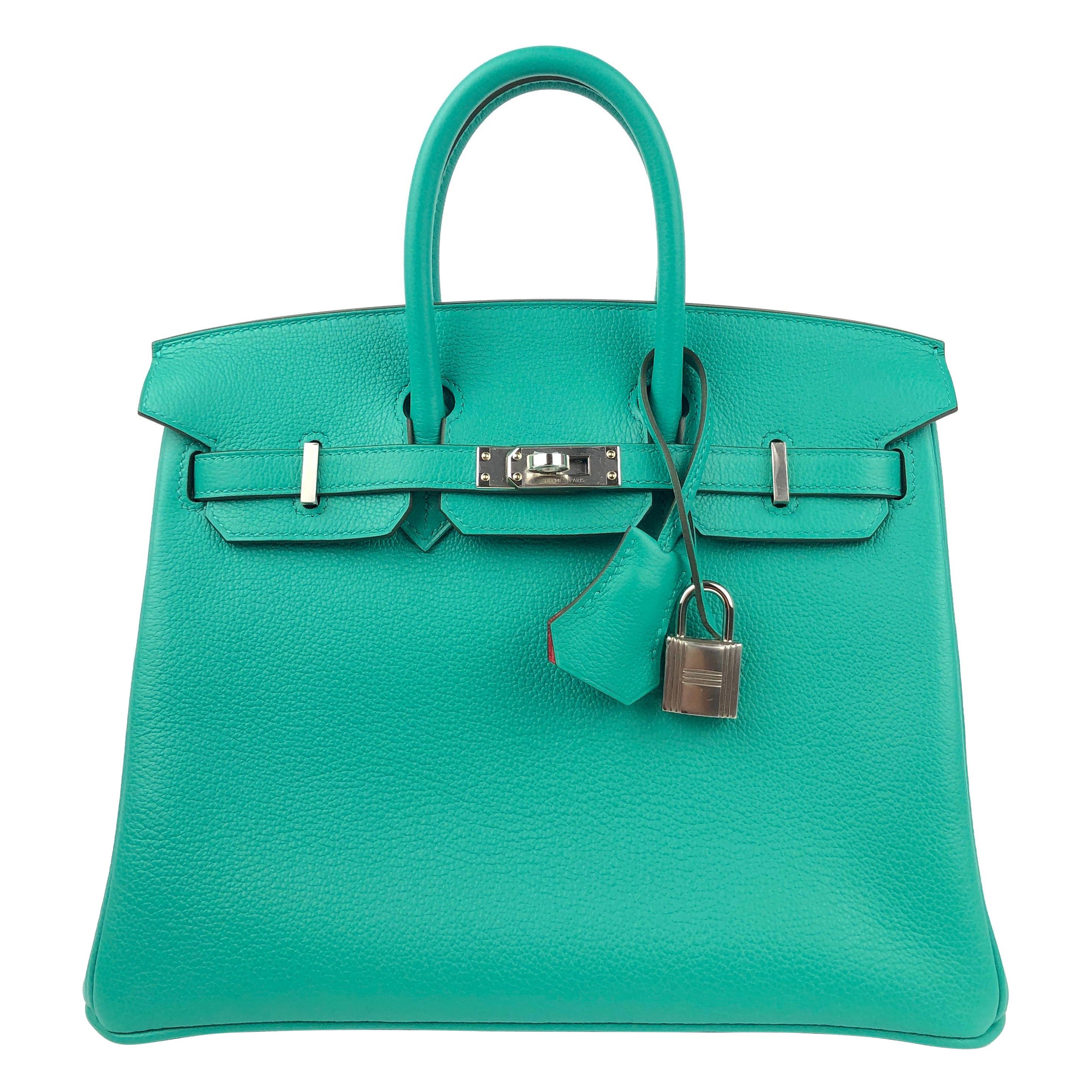 Hermes Birkin 25 Verso Vert Verone Rose Lipstick Novillo Palladium Hwr New
