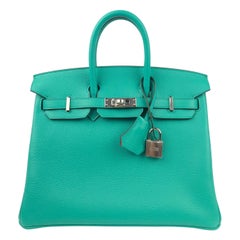 Hermes Birkin 25 Verso Vert Verone Rose Lipstick Novillo Palladium Hwr New