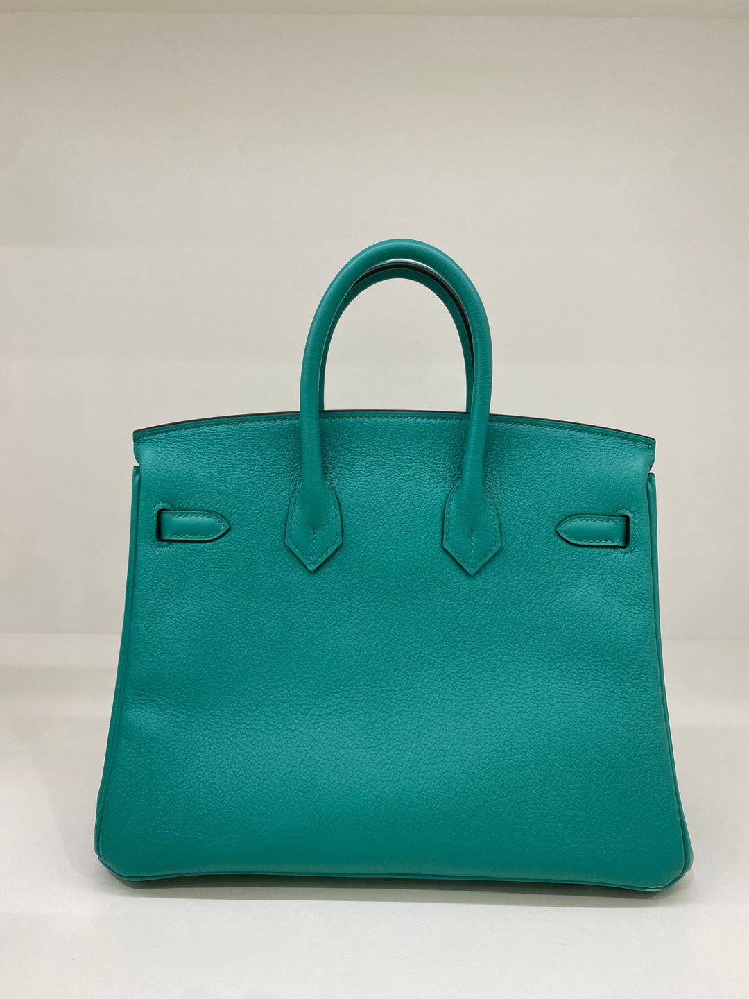 Hermes Birkin 25 Verso Vert Verone/ Rose Lipstick Novillo PHW 1