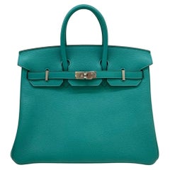 Hermes Birkin 25 Verso Vert Verone/ Rose Lipstick Novillo PHW