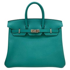 Hermes Birkin 25 Verso Vert Verone/ Rose Lipstick Novillo PHW 