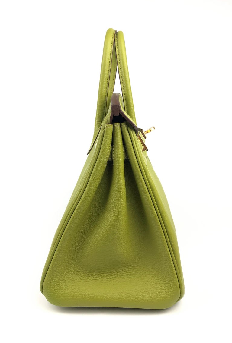 Hermes Birkin bag 30 Anis green Togo leather Silver hardware