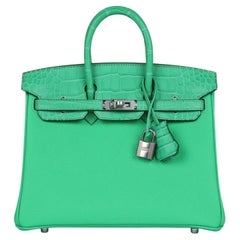 Hermes Birkin 25 Vert Comics Togo Matte Alligator Touch Palladium Hardware