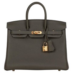 Hermès Birkin 25 Vert De Gris Togo Leather With Gold Hardware Handbag