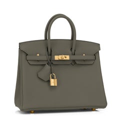 Hermes Birkin 25 Vert Maquis Military Green Togo Gold Bag Y Stamp, 2020