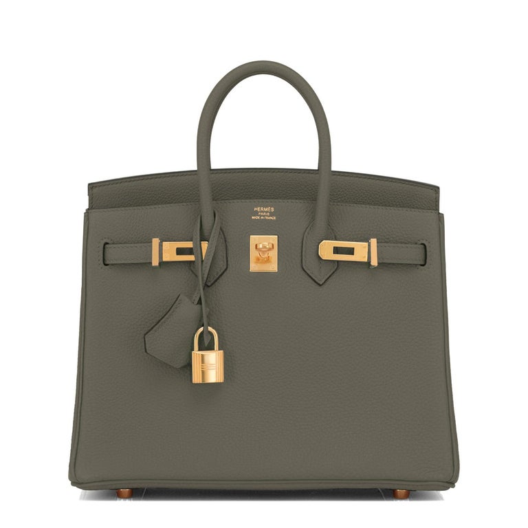 Hermes Birkin 25 Vert Maquis Military Green Togo Gold Bag Y Stamp, 2020