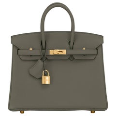 Hermes Birkin 25 Vert Maquis Military Green Togo Gold Bag Y Stamp, 2020