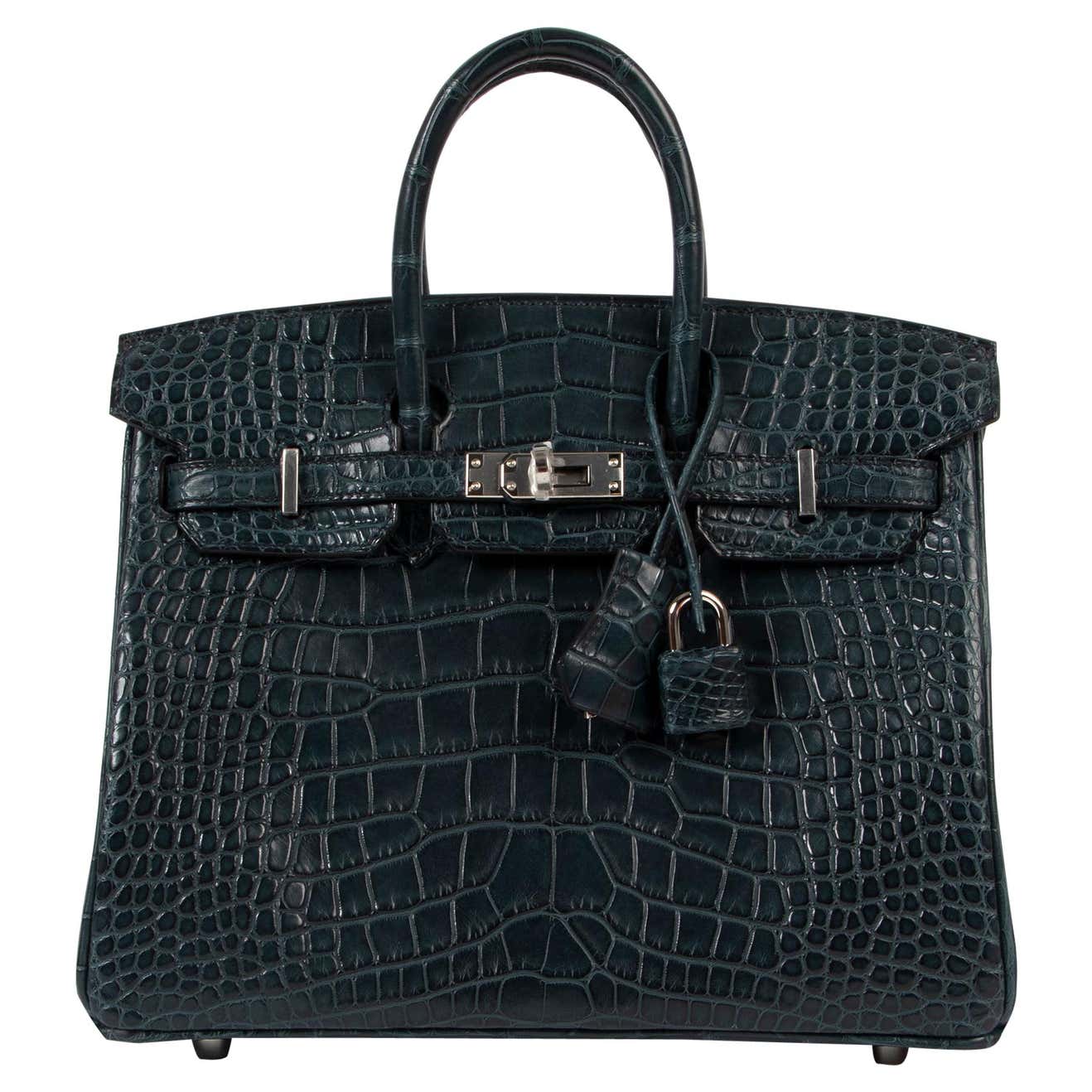 Hermès Birkin 25 Vert Rousseau Matte Alligator Mississippi PHW at 1stDibs