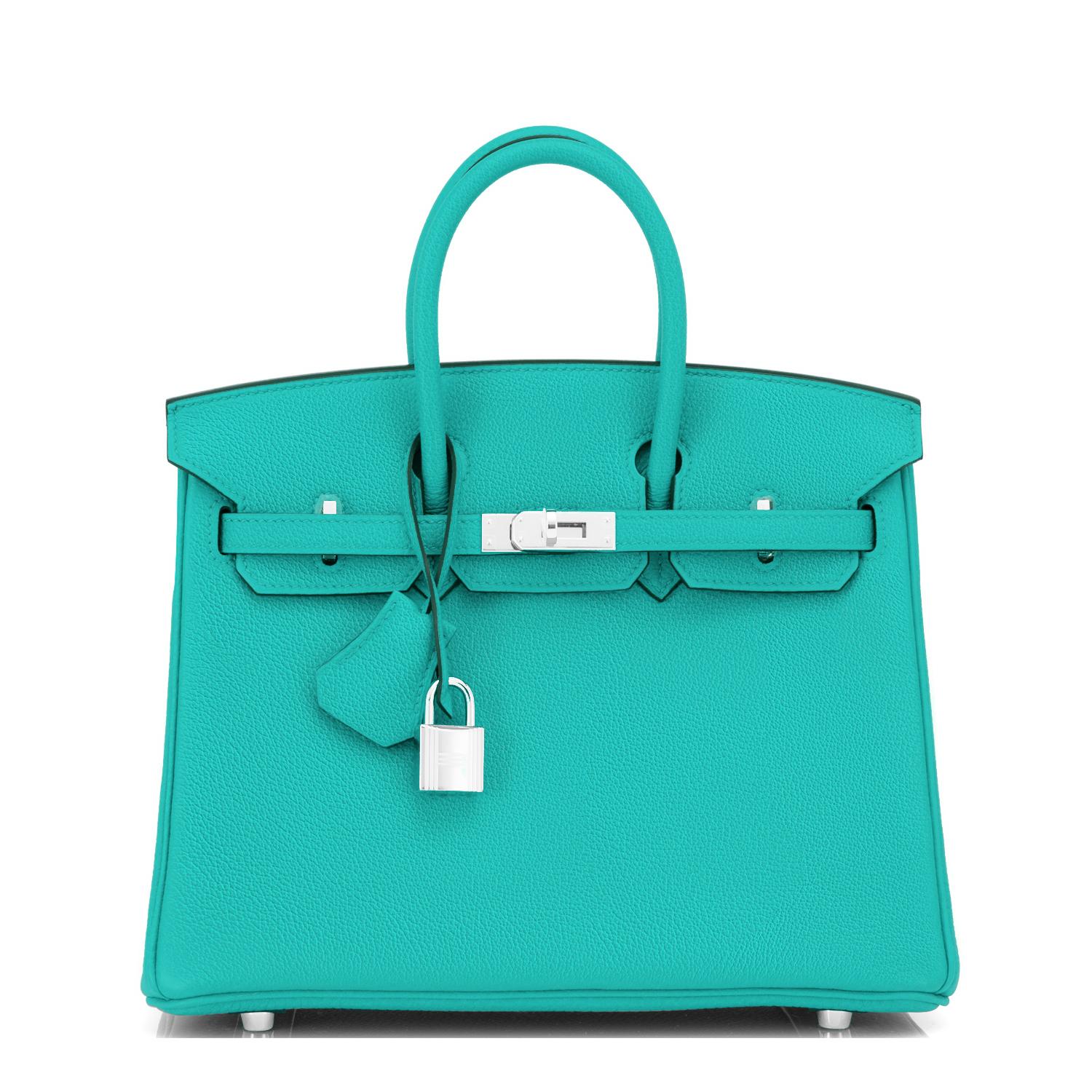 Hermes Birkin 25 Vert Verone Jewel Tone Lagoon Verso Graphite Bag Z Stamp, 2021 3