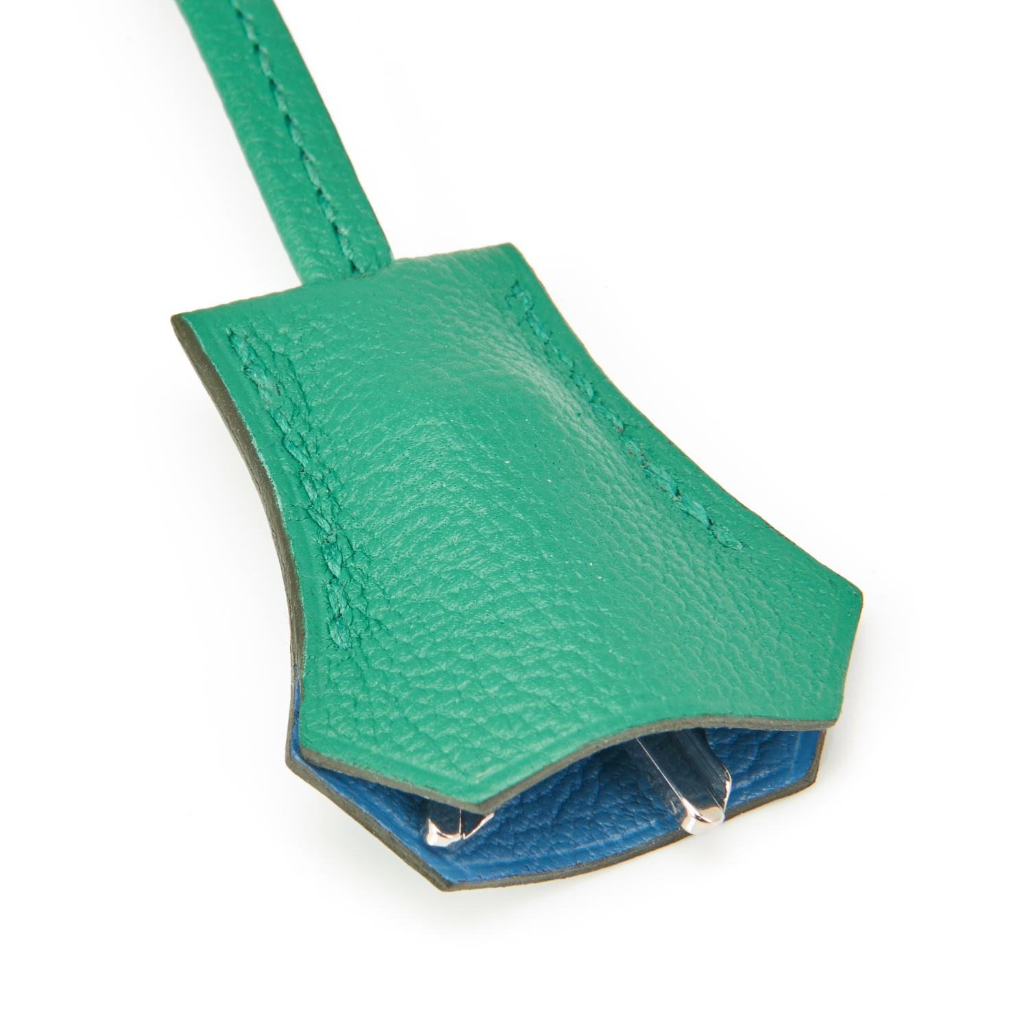 Hermes Birkin 25 Vert Vertigo Blue Azure Verso Bag Green Rare New in Box 4