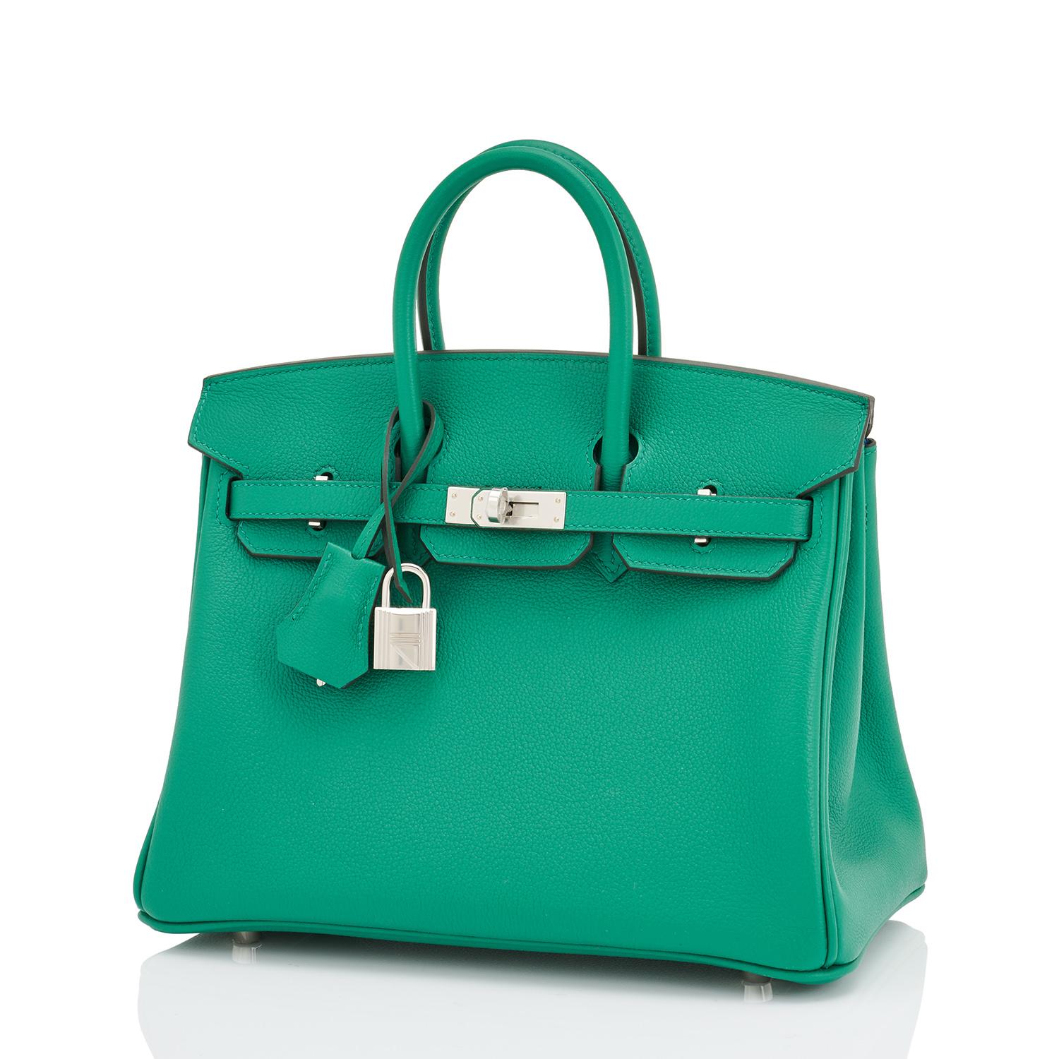 Hermes Birkin 25 Vert Vertigo Blue Azure Verso Bag Green Rare New in Box In New Condition In New York, NY