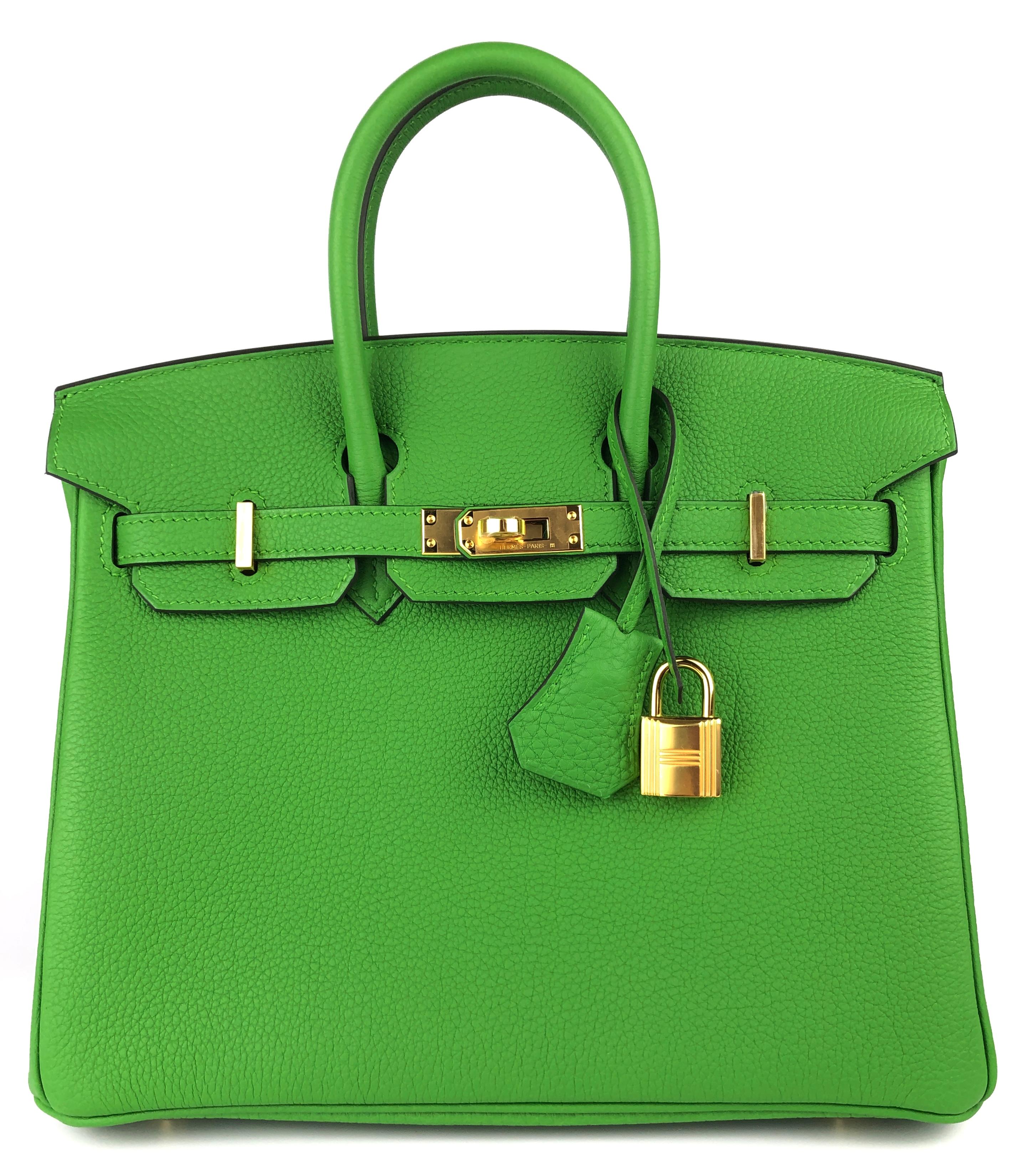 Absolutely Stunning and One The Most Coveted and Difficult and RARE to get NEW Hermes Combos! New Hermes Birkin 25 Vert Yucca Green Togo Leather complimented by Gold Hardware. B Stamp 2023.

Shop With Confidence from Lux Addicts. Authenticity