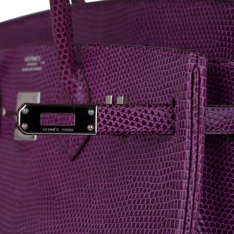 Hermes Birkin 25 Violet Purple Lizard Palladium Hardware at 1stDibs | purple  birkin bag, purple hermes, lizard birkin